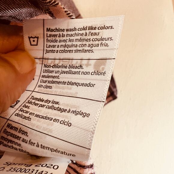 Carhartt Relaxed Fit Flannel Sz XS Pink Brown Plaid 3/4 Sleeves No Collar - Picture 5 of 7